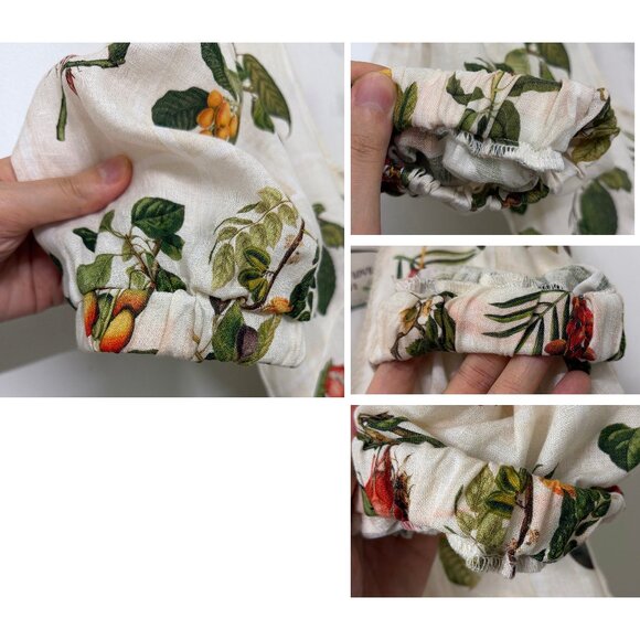 Agua Bendita Pomelo Frutas Mini Dress Linen White Fruit Floral Print XL - Picture 16 of 16